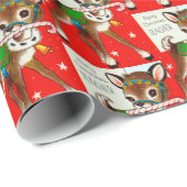 Merry Kerstleraar retro  omslag Cadeaupapier (Rol Hoek)