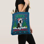 Merry KerstLighting Ugly Boston Terrier Chris Tote Bag (Dichtbij)