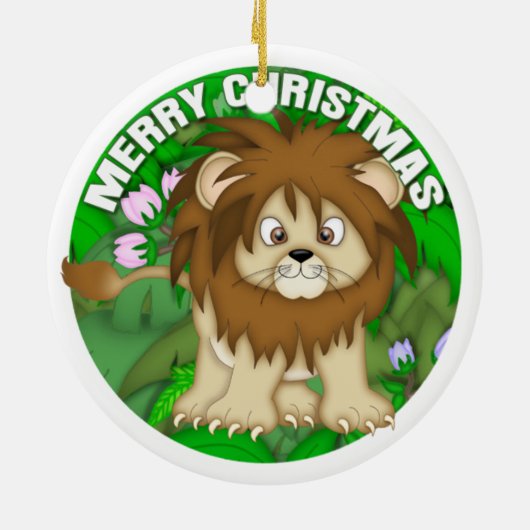 Merry Kerstlion Keramisch Ornament (Achterkant)