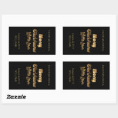 Merry KerstLove Elegant Black Gold Typografie Rechthoekige Sticker (Vel)