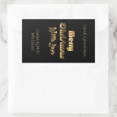 Merry KerstLove Elegant Black Gold Typografie Rechthoekige Sticker (Tas)