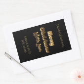 Merry KerstLove Elegant Black Gold Typografie Rechthoekige Sticker (Envelop)