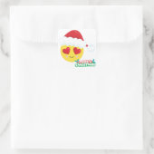 Merry KerstLove Emoji Vierkante Sticker (Tas)