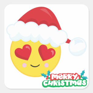 Merry KerstLove Emoji Vierkante Sticker