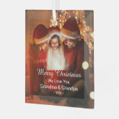 Merry KerstLove Grandma Grandpa Foto Glas Ornament (Voorkant links)