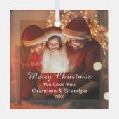 Merry KerstLove Grandma Grandpa Foto Glas Ornament (Voorkant)