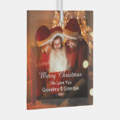 Merry KerstLove Grandma Grandpa Foto Glas Ornament (Voorkant Rechts)