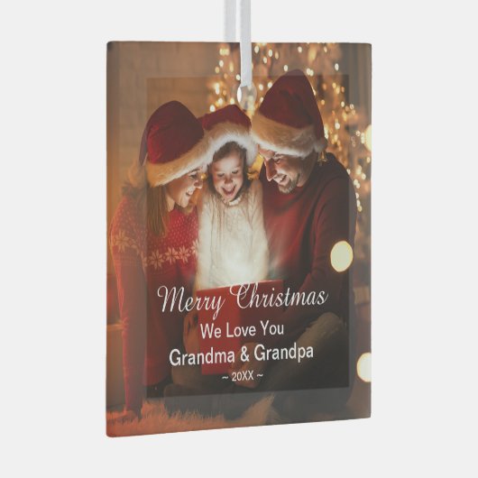 Merry KerstLove Grandma Grandpa Foto Glas Ornament (Voorkant Rechts)