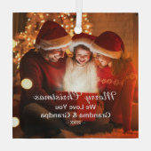 Merry KerstLove Grandma Grandpa Foto Glas Ornament (Achterkant)