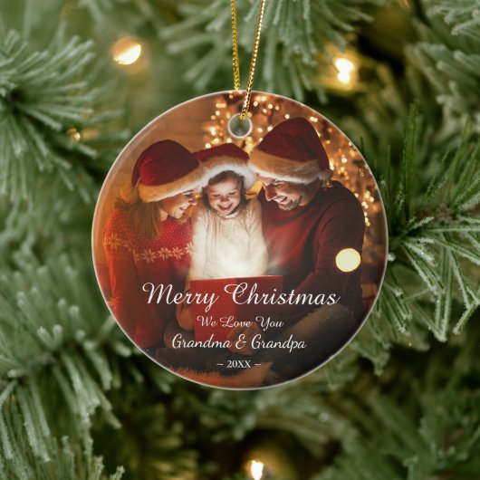 Merry KerstLove Grandma Grandpa Foto Keramisch Ornament (Boom)