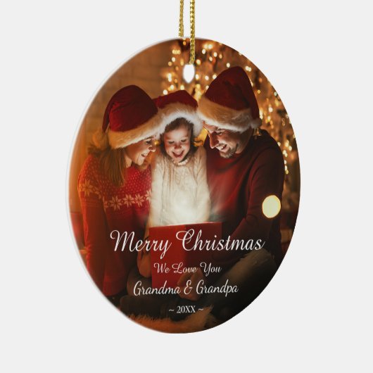 Merry KerstLove Grandma Grandpa Foto Keramisch Ornament (Rechts)