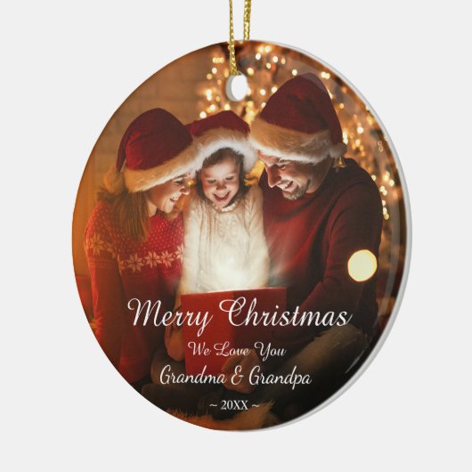 Merry KerstLove Grandma Grandpa Foto Keramisch Ornament (Links)