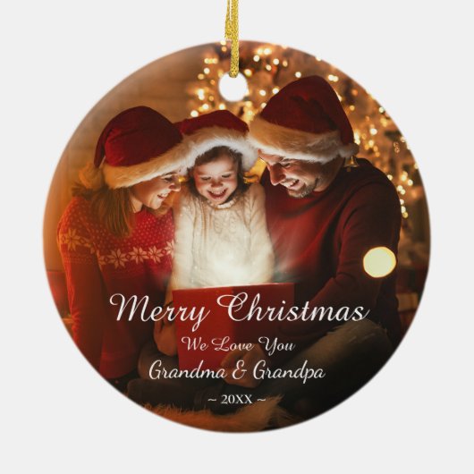 Merry KerstLove Grandma Grandpa Foto Keramisch Ornament (Achterkant)