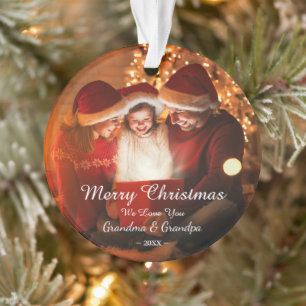 Merry KerstLove Grandma Grandpa Foto Ornament