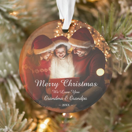 Merry KerstLove Grandma Grandpa Foto Ornament (Boom)
