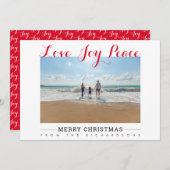 Merry KerstLove Joy Peace Typografie Foto Feestdagenkaart (Voorkant / Achterkant)