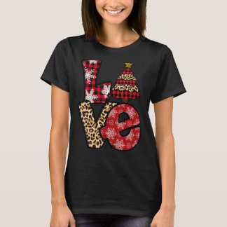 Merry KerstLove Leopard Happy Xmas-boom T-shirt