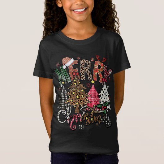 Merry Kerstluipaard Buffalo Red Pset T-shirt (Voorkant)