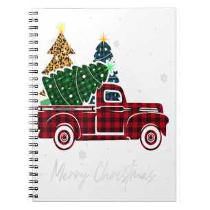 Merry Kerstluipaard Buffalo Truck Tree Pla Notitieboek