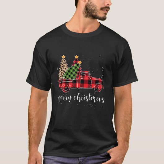 Merry Kerstluipaard Buffalo Truck Tree Pla T-shirt (Voorkant)