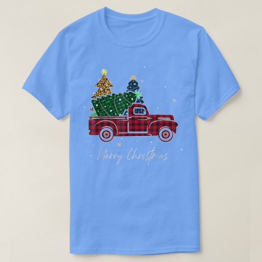 Merry Kerstluipaard Buffalo Truck Tree Pla T-shirt (Design voorkant)