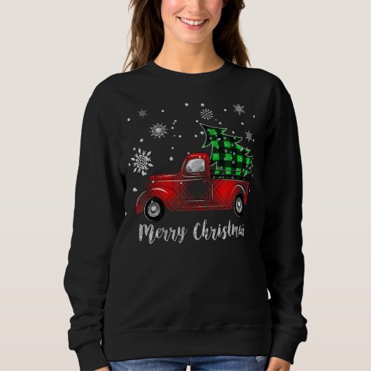 Merry Kerstluipaard Buffalo Truck Tree Pla Trui (Voorkant)