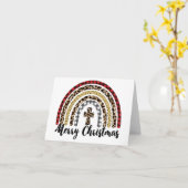 Merry kerstluipaard Print Cross Holiday Kaart (Gele Bloem)