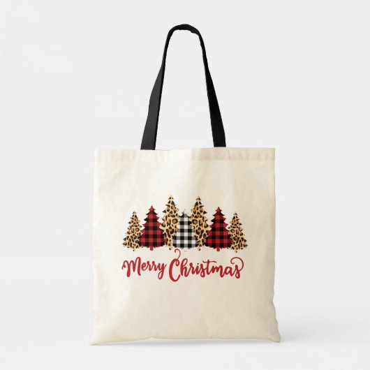 Merry kerstluipaard print speldenbomen modern tote bag (Achterkant)