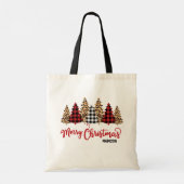 Merry kerstluipaard print speldenboomnaam tote bag (Achterkant)