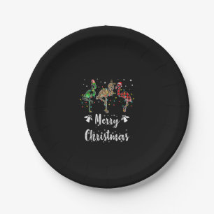 Merry Kerstluipaard Red Green Flamingo Papieren Bordje