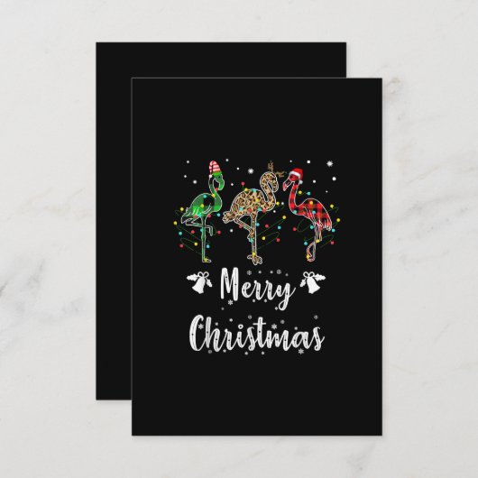 Merry Kerstluipaard Red Green Flamingo RSVP Kaartje (Voorkant / Achterkant)