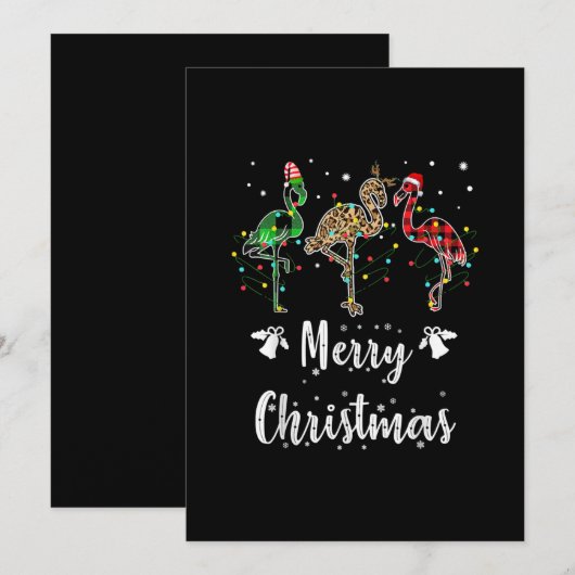 Merry Kerstluipaard Red Green Flamingo Save The Date (Voorkant / Achterkant)