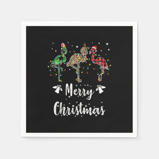 Merry Kerstluipaard Red Green Flamingo Servet (Voorkant)