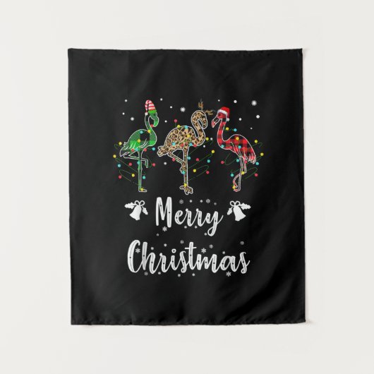 Merry Kerstluipaard Red Green Flamingo Wandkleed (Voorkant)