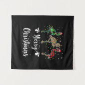 Merry Kerstluipaard Red Green Flamingo Wandkleed (Voorkant (horizontaal))