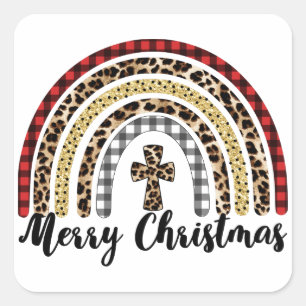 Merry-kerstluipspuit Vierkante Sticker
