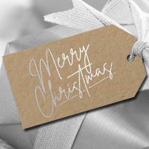 Merry KerstLuxe Silver Cadeaulabels