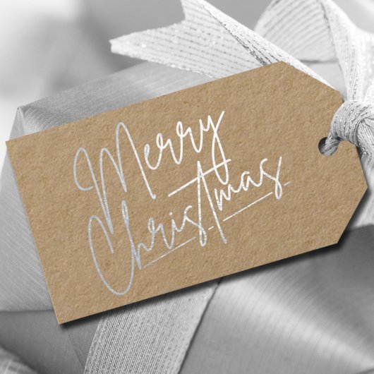 Merry KerstLuxe Silver Cadeaulabels