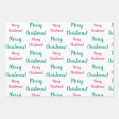 Merry Kerstmagenta Hot Pink Emerald Green Inpakpapier Vel (Voorkant)