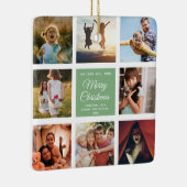 Merry Kerstmam Dusty Green Chic Photo Collage Keramisch Ornament (Rechts)