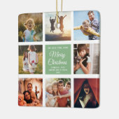 Merry Kerstmam Dusty Green Chic Photo Collage Keramisch Ornament (Links)