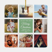 Merry Kerstmam Dusty Green Chic Photo Collage Keramisch Ornament (Achterkant)