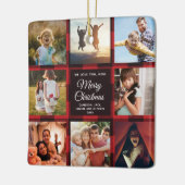Merry Kerstmam Rood Gezin Foto Collage Keramisch Ornament (Links)