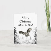 Merry Kerstmam Winter Forest Owl Kaart (Voorkant)