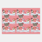 Merry Kerstman Santa Hat Pattern Inpakpapier Vel (Voorkant 2)