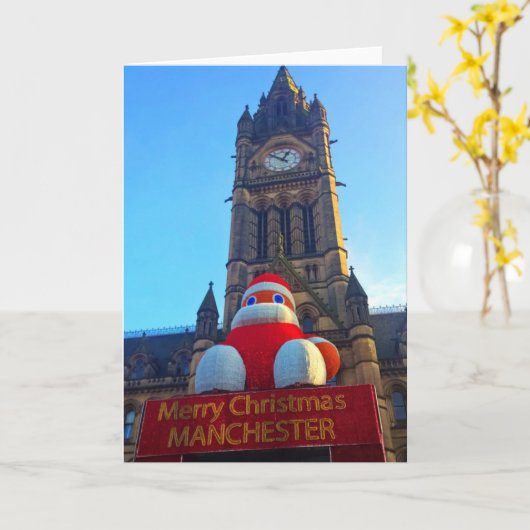 Merry kerstmanchester Kaart (Gele Bloem)