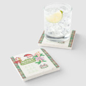 Merry Kerstmarble Stone Onderzetter Snowman (Zijkant)