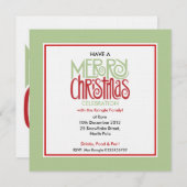 Merry kerstmargarita groene viering uitnodiging (Voorkant / Achterkant)