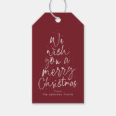 Merry kerstmaroon houndstooth gepersonaliseerd cadeaulabel (Voorkant)