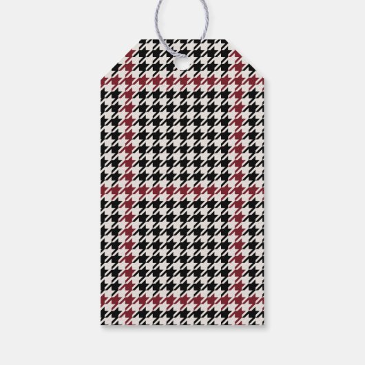 Merry kerstmaroon houndstooth gepersonaliseerd cadeaulabel (Achterkant)